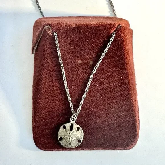 Vintage Sterling Silver Sand Dollar Pendant Necklace Beach Nautical Jewelry - Picture 7 of 16